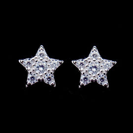 925 Silver Jewellery Silver Cubic Zirconia Earrings With Little Star Shape