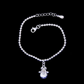 S925 White Gold Plain Silver Bracelet Butterfly Shape For Girls