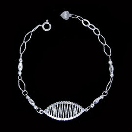 S925 White Gold Plain Silver Bracelet Butterfly Shape For Girls