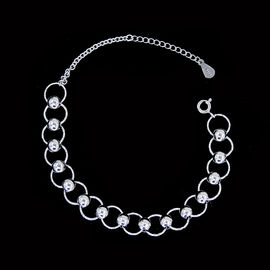 S925 White Gold Plain Silver Bracelet Butterfly Shape For Girls