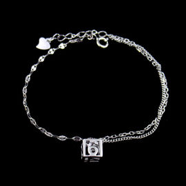 Cross Shape Plain Silver Bracelet / Pure 925 Engagement Charm Bracelet For Christianity