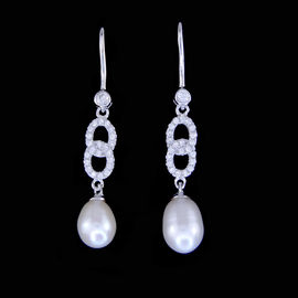 Little Stone 925 Silver Natural Pearl Earrings Simple And Romantic Size 10 X 10 MM