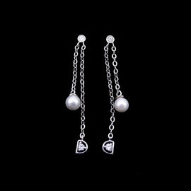 Silver 925 Star Chandelier Earrings , Platinum Jewellery Silver Pearl Drop Earrings