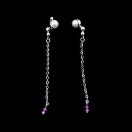 Silver 925 Star Chandelier Earrings , Platinum Jewellery Silver Pearl Drop Earrings