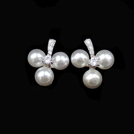 Plated Rhodium Freshwater Pearl Earrings Customized 925 Silver Jewellery