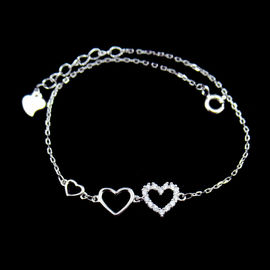 Fashion Design 925 Silver Jewelry Cubic Zirconia Bracelet With Heart