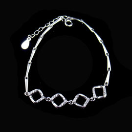 Heart 925 Sterling Silver Cuff Bracelet / OEM Bracelet Extension Chain