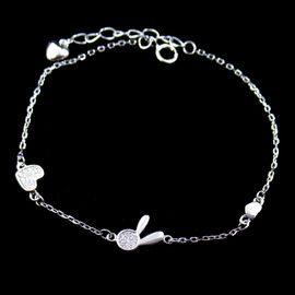 Cross Sterling Silver Heart Bracelet / Lightweight 925 Silver Chain Bracelet