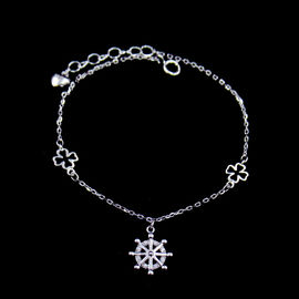 Cross Sterling Silver Heart Bracelet / Lightweight 925 Silver Chain Bracelet