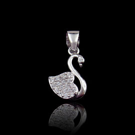 Swan Shape Cubic Zirconia Pendant Necklace / Sterling Silver Hip Hop Pendants