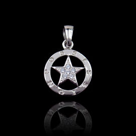 Star Style Silver Cubic Zirconia Pendant For Anniversary , Engagement