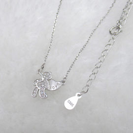 Lovely Teddy Bear Necklace with Heart Toy 925 Sterling Silver Cubic Zircon Jewelry