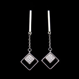 Ladies 925 Sterling Silver Hoop Earrings , Lightweight Silver Wedding Earrings