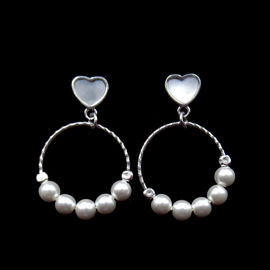 Luxury Long Silver Pearl Earrings For Woman Anniversary Customized Size