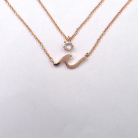 Modern Design 925 Silver Necklace Double Chain With Rose Gold Plating