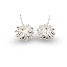 Flower Shape Silver Chandelier Earrings , Sterling Silver CZ Earrings