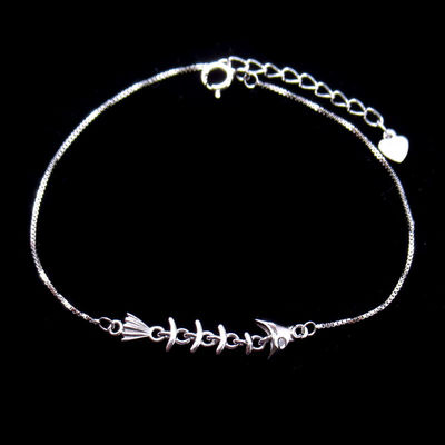 Fish Sterling Chain 925 Silver Cubic Zirconia Bracelet