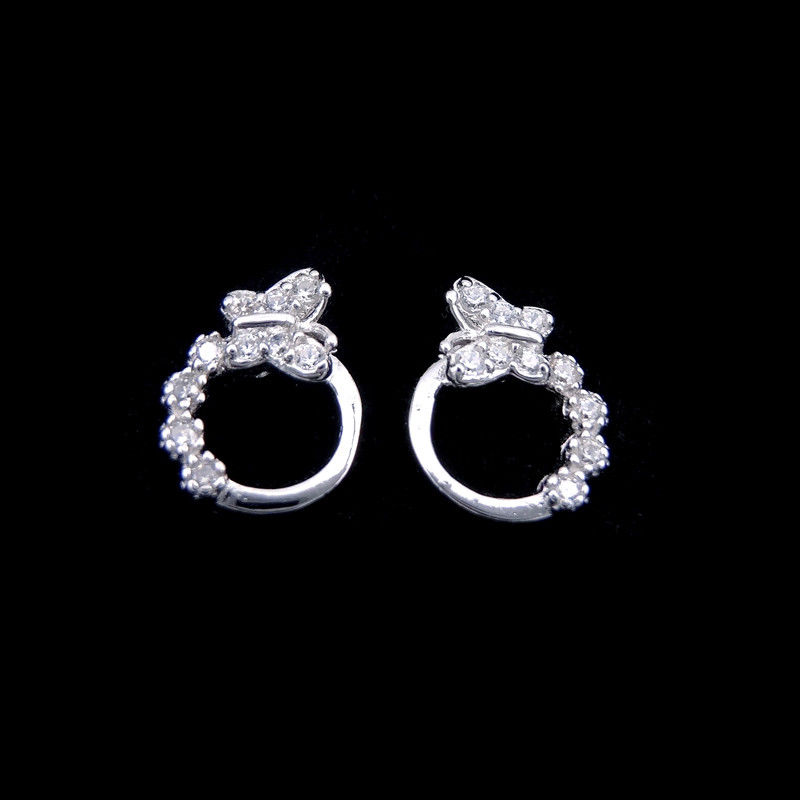 Beautiful Sterling Silver Butterfly Earrings Plated Rhodium 925 Silver Jewellery