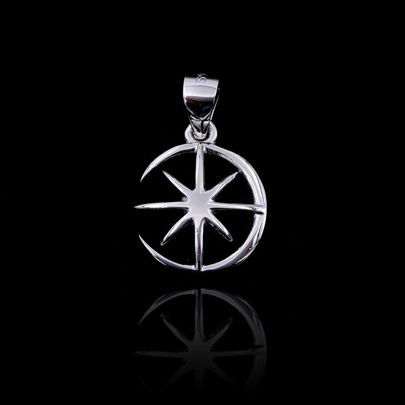 Rhodium Plating Silver Pendant Charms Magic Octagonal Star Shape For Lady