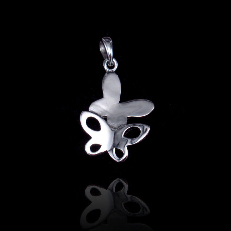 Couple Style 925 Plain Silver Pendant / Double Silver Butterfly Pendant For Women