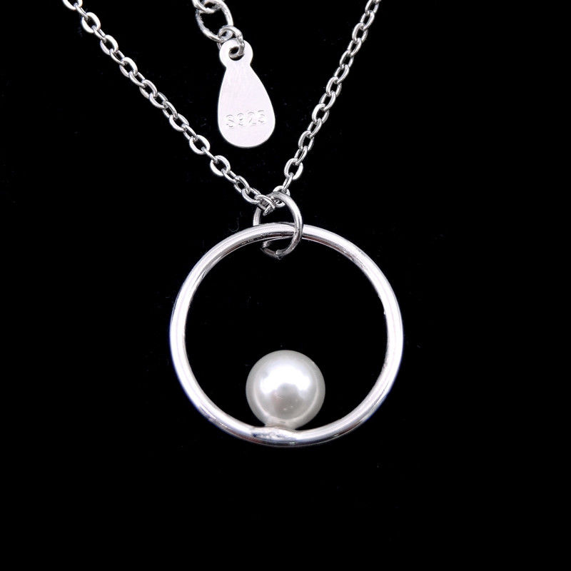 Circular Shape Silver Pearl Necklace Real 925 Silver Customized Natural Pearl Bulk