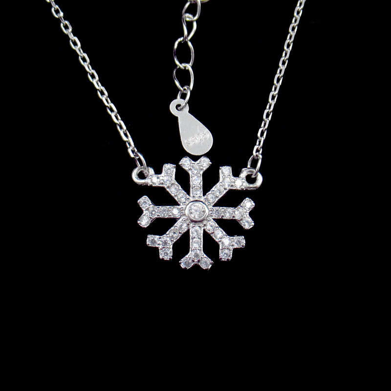 Snowflake Style Christmas Gift S925 Silver Chain Necklace Sweet Winter Design