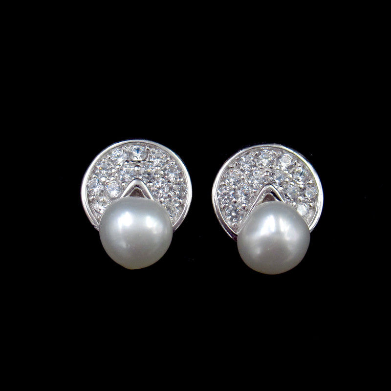 Chenqi Silver Pearl Earrings For Woman / Pearl Drop Earrings Natural Cultured