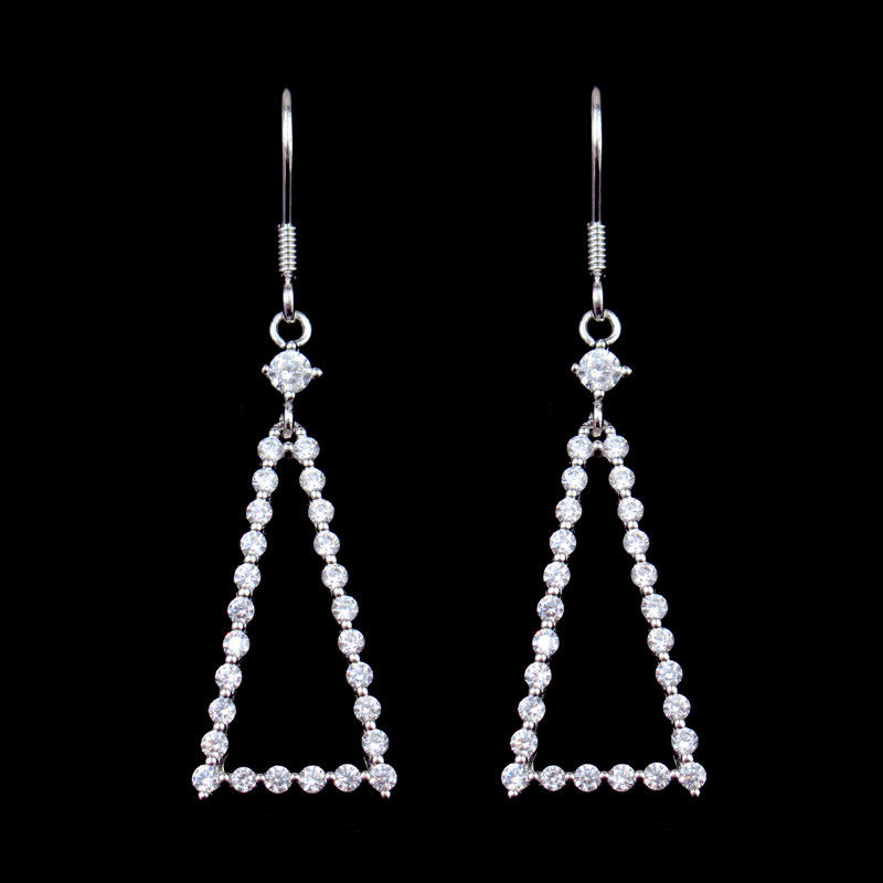 Customized Plating Whole Three A Zircon Triangle Drop Earrings For Honorable Lady