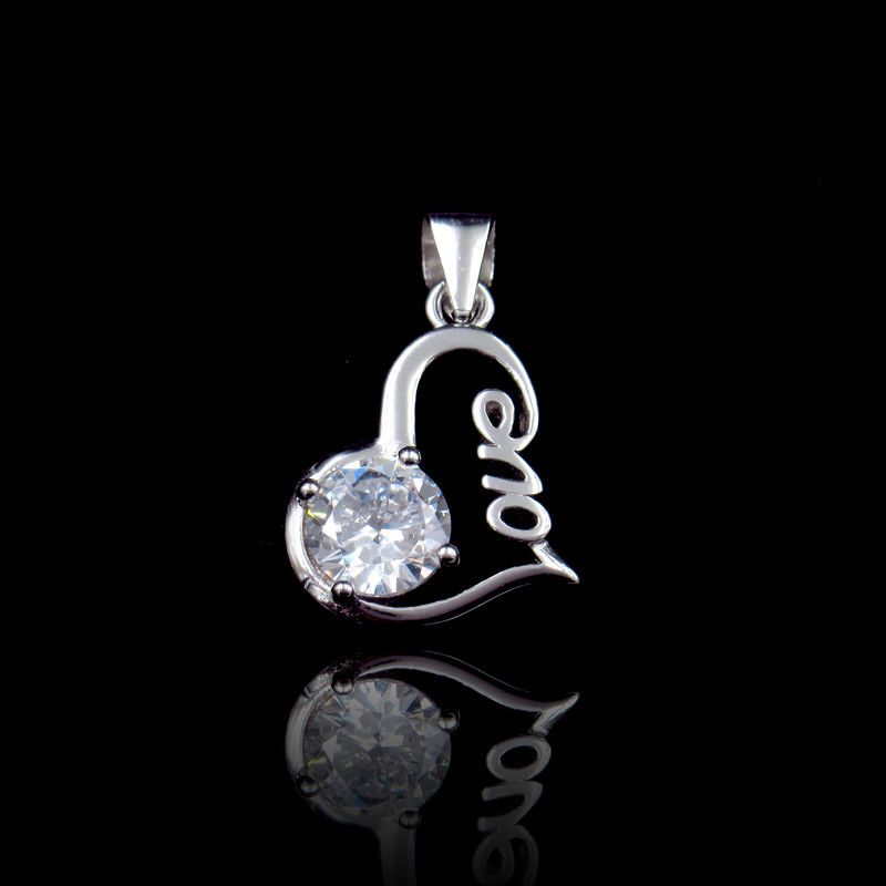 Sweetheart Silver Cubic Zirconia Pendant For Girls Charming OEM Service